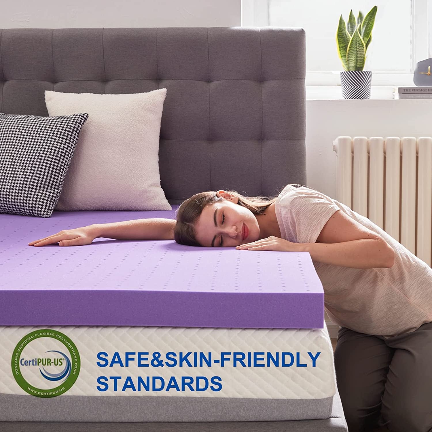 2 Inch Gel Memory Foam Mattress Topper Ventilated Soft Pressure Relieve Mattress Pad, Breathable Bed Topper, Certipur-Us Certified, Twin Size