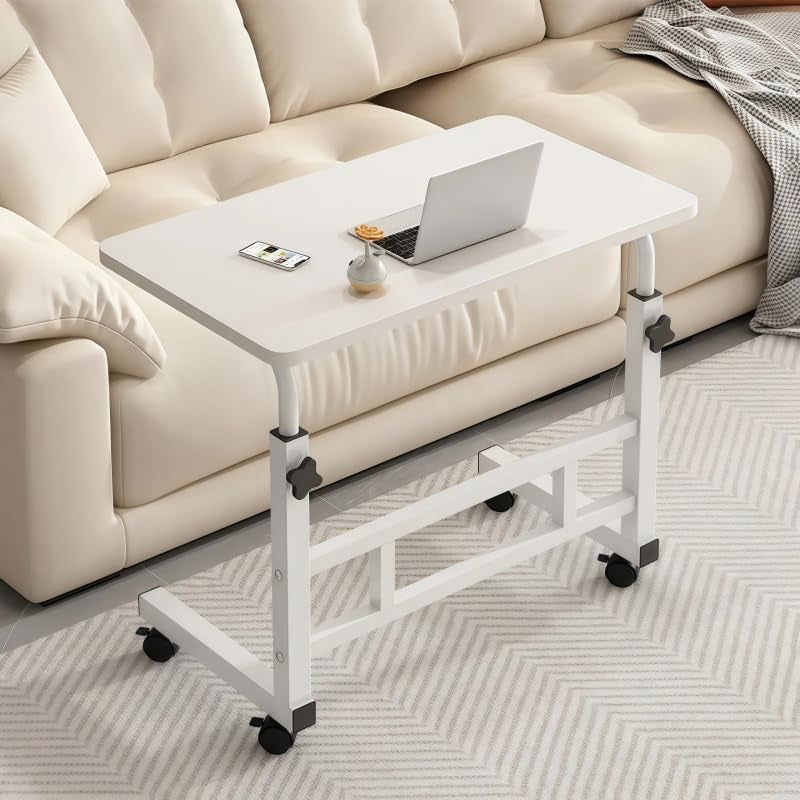Mobile Height-Adjustable Computer Desk with Wheels, Movable Standing Desk, Height Adjustable, Suitable for Sofas, C-Shaped TV Tray Tables, and Laptop Trolley. (Cloth Color)