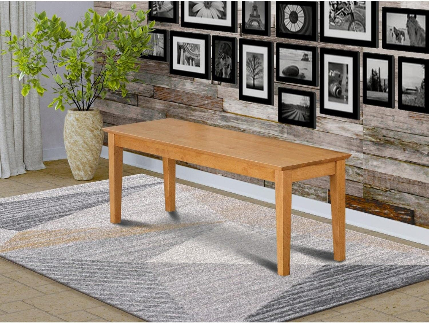 East West Furniture CAB-OAK-W Capri Dining Room Bench with Wood Seat, 51X15X18 Inch, Oak