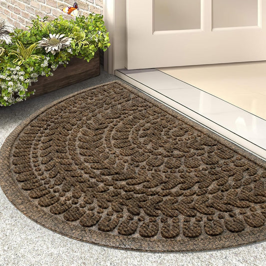 Half Circle Door Mat Front Door Mat outside Entrance Welcome Mats Outdoor Indoor Semicircular Doormat for Outdoor Half round Door Mats for Garage Muddy Paws 17”X30”
