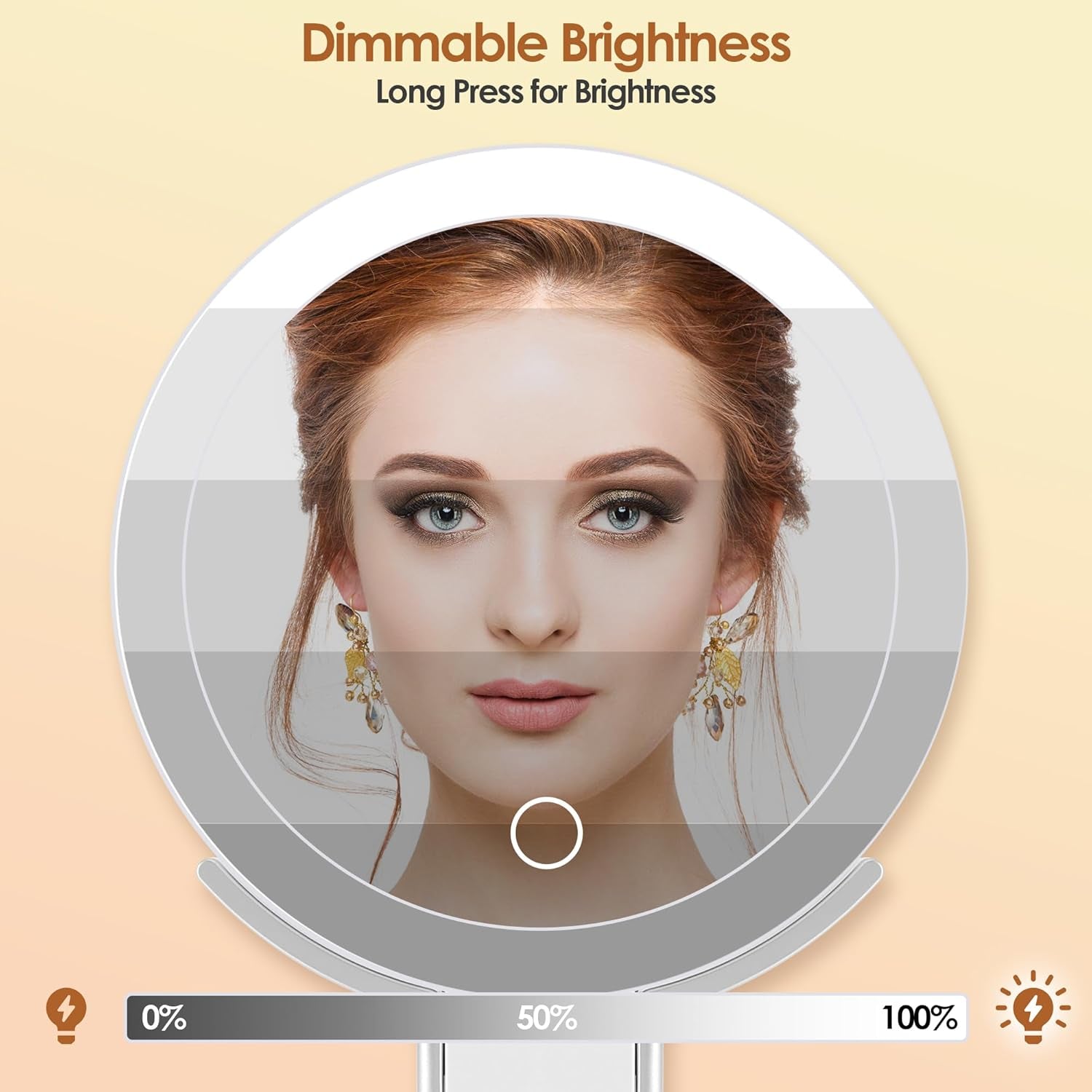 Magnifying Mirror with Light, Double Sided 30X/1X Lighted Travel Makeup Mirror with Magnification, 3 Color Lighting, Dimmable Touch Screen, Adjustable & Foldable Hand Mirror (White)