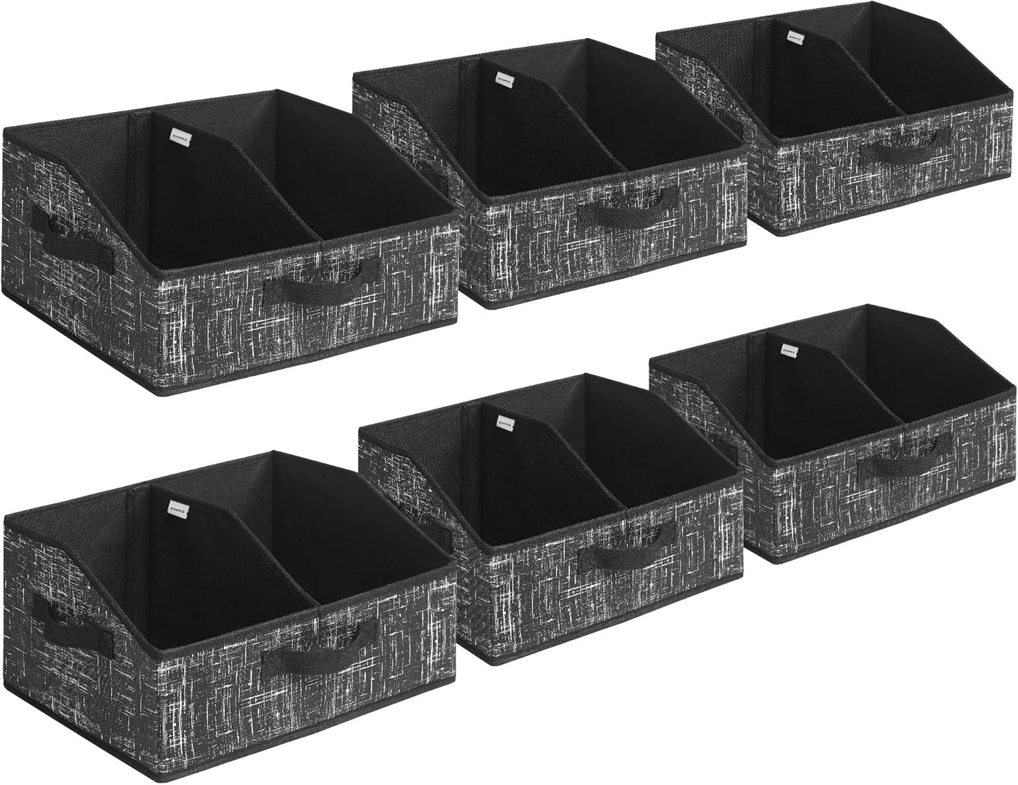 Set of 6 Storage Baskets, Foldable Storage Bins, Fabric Boxes, 15.7 X 11.8 X 7.9 Inches, Closet Storage Organizers, 3 Handles, for Bedroom, Living Room, Cattail Gray URFB0140G01