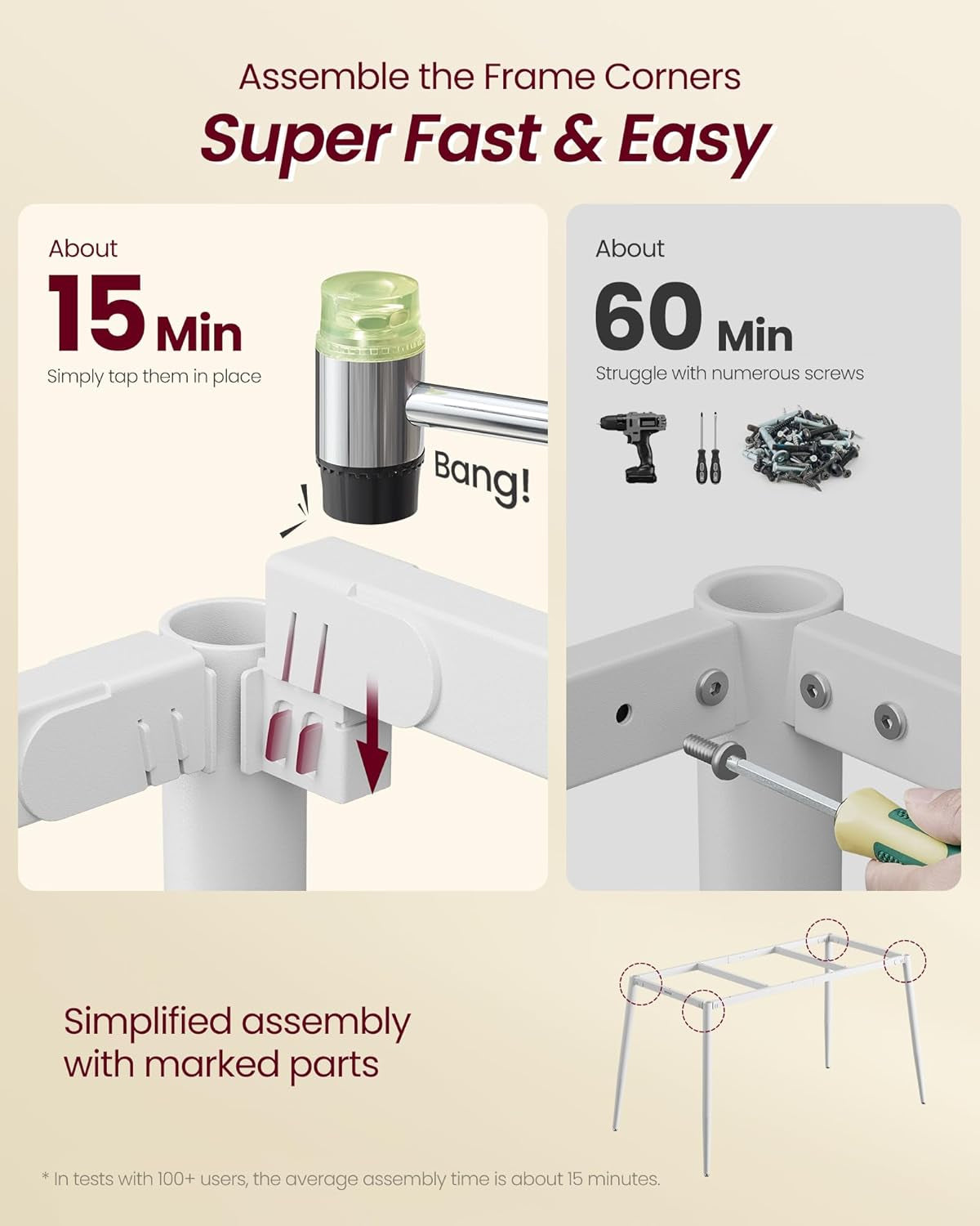 Dining Table, Dining Room Table for 4-6 People, Modern Farmhouse, for Kitchen, Quick Assembly, Heat-Resistant Surface, 29.5 X 55.1 X 29.5 Inches, Golden Oak and Cloud White UKDT100N01V2