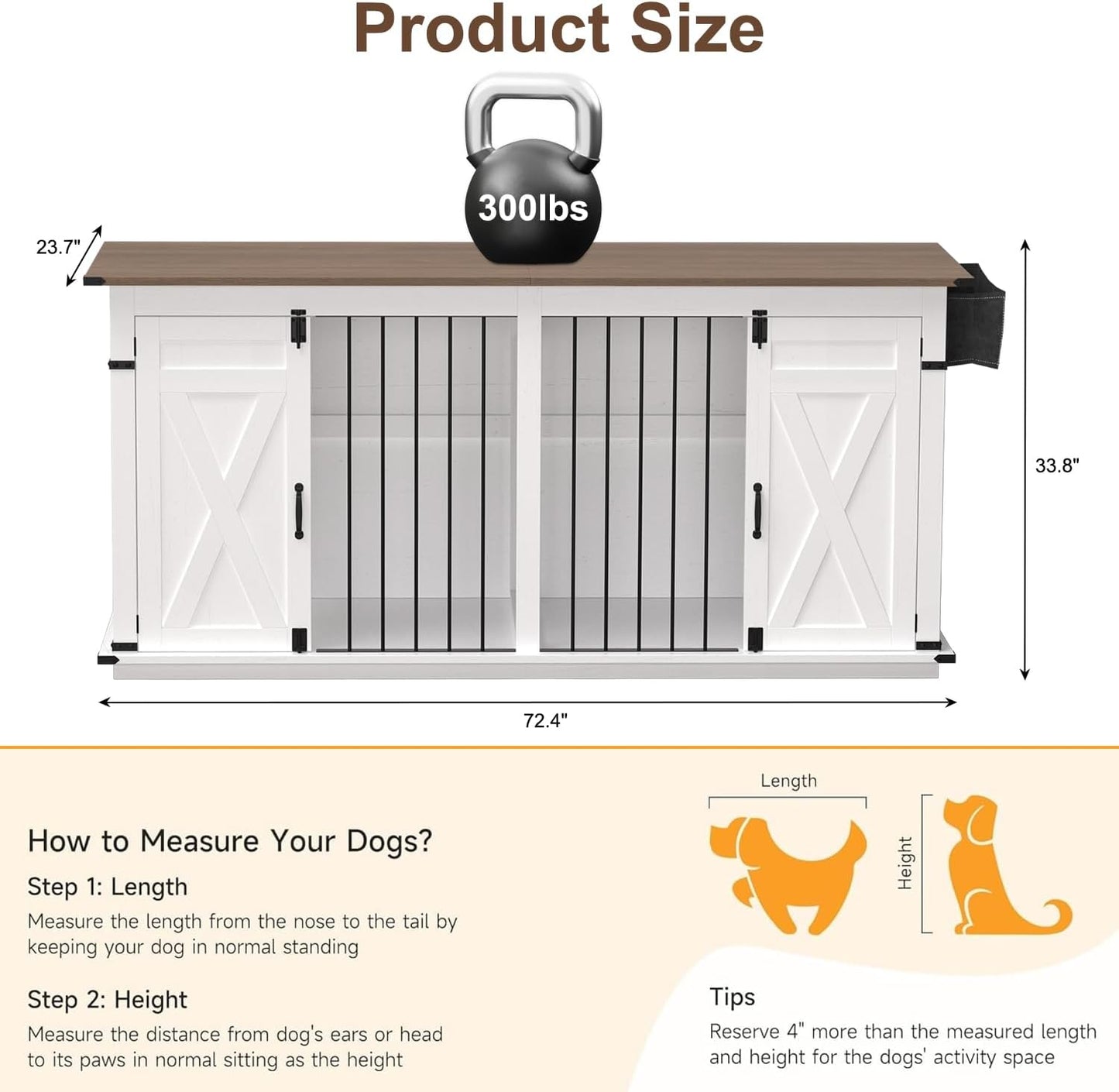 Wooden Dog Crate Furniture Kennel, Decorative Furniture-Style Dog Kennel End Table with Sliding Door, Drawer for Small and Medium-Sized Dog (Elegant Black,M)