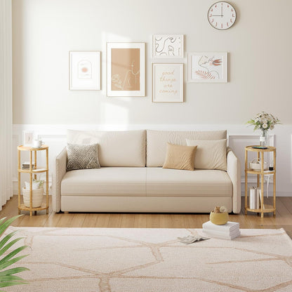 Small round Side Table with Charging Station, 3-Tier round Bamboo End Table, Compact Sofa Bedside Table for Small Space, Easy Assembly, for Living Room, Bedroom, Apartment, Natural YL152UBZ01