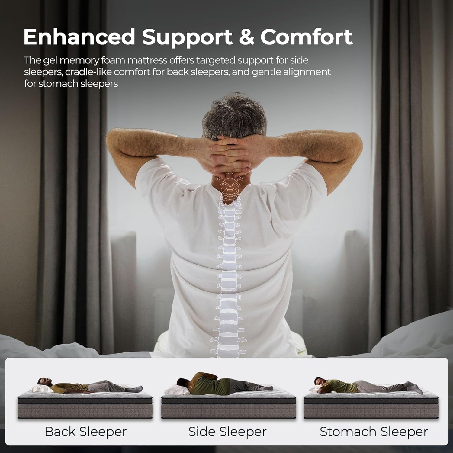 Sayre 10 Inch Full Memory Foam Mattress in a Box – Cooling Gel Infused, Medium Firm Support, Certipur-Us & Oeko-Tex Certified, Pressure Relief Mattress for Back Pain & Motion Isolation