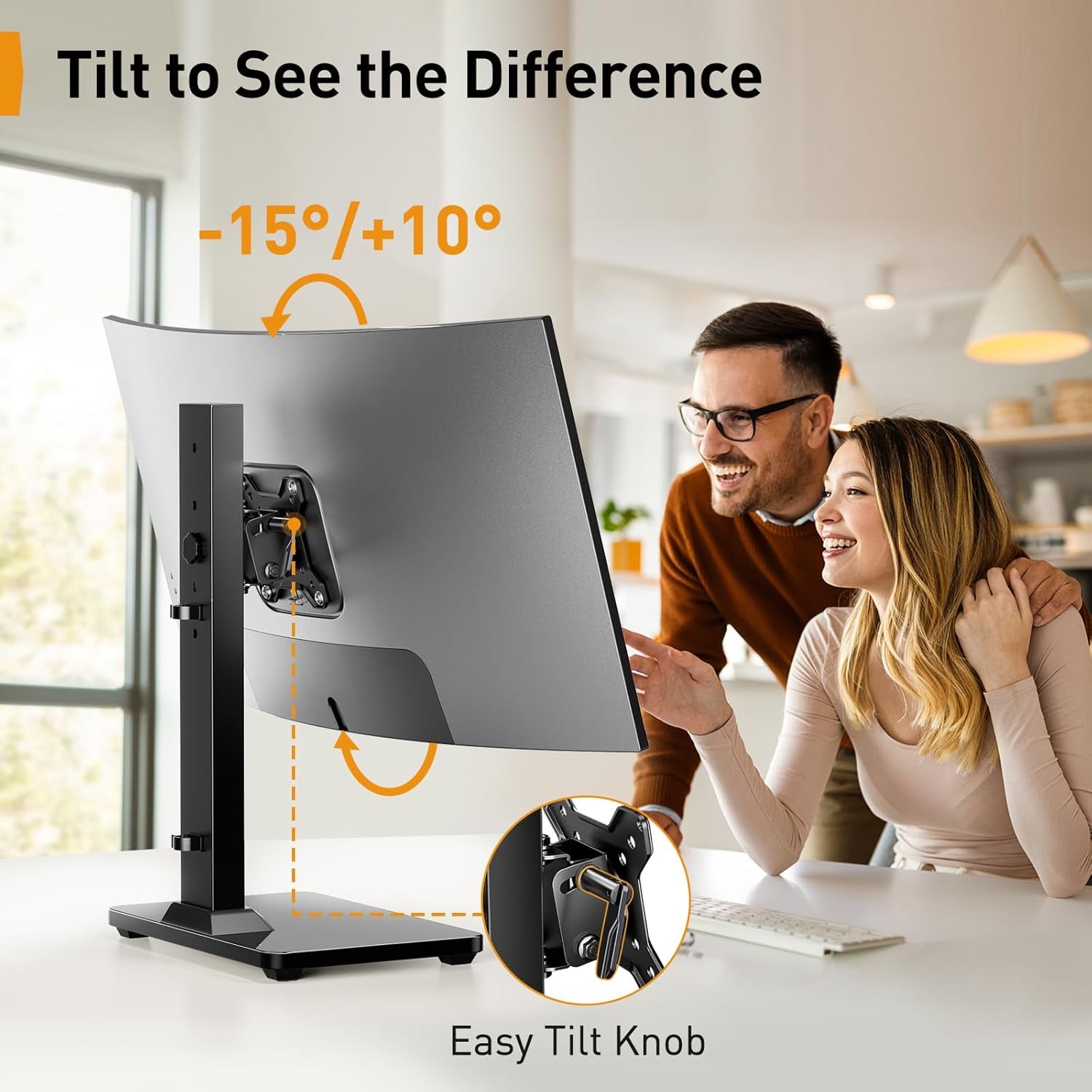 Monitor Stand, Freestanding Monitor Mount for 13-34 Inch Screens with 360 Degree Rotation, 5 Height Settings, Adjustable Desk Riser with Swivel and Tilt, Max VESA 100X100Mm, PGTVS29