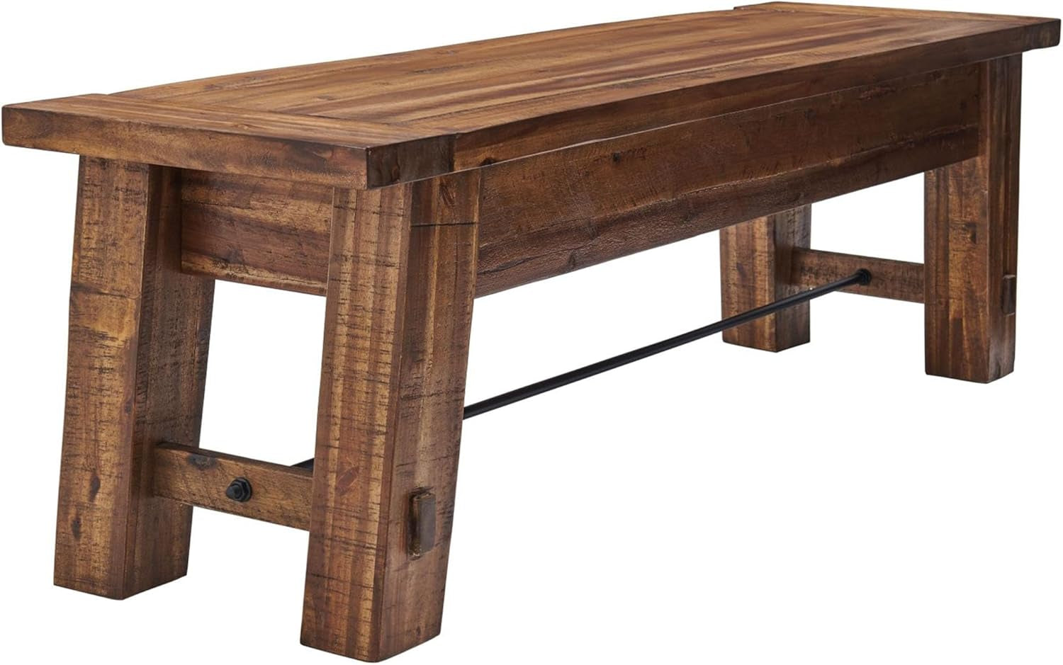 Durango Rustic Farmhouse Style 60-Inch Wood Bench - Industrial Modern Accent Furniture with Solid Wood Seat for Entryway, Dining Room, Hallway, Foyer, or Kitchen by
