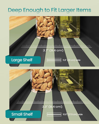 Magnetic Spice Rack for Refrigerator, 4 Pack, 2 Large and 2 Small Kitchen Magnetic Shelves for Washing Machine, Spice Organizers, No Drilling Needed, Ink Black and Light Bamboo UKCS062BH01