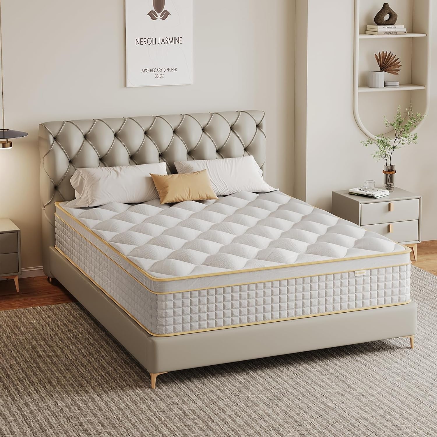 Queen Mattress 12 Inch, Hybrid Mattress in a Box with Memory Foam and Pocket Springs for Pressure Relief, Medium Firm Queen Size Mattress, Motion Isolation, Certipur-Us.