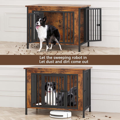 Dog Crate Furniture for 1 or 2 Dogs, Heavy Duty Single/Double Dog Crates for Small/Medium/Large Dogs, Dog Kennel Furniture Indoor as TV Stand, Large Size 39.96" L(35-60 Pounds), Brown