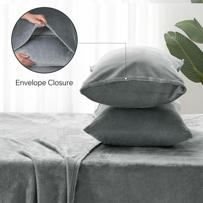 Fleece Sheets Queen Size Bed Set, Super Soft and Warm Fuzzy Plush Queen Sheet Set 4 Piece for Winter Gift & Decor , Includes 1 Deep Pocket Fitted Sheet, 1 Flat Sheet and 2 Pillowcases (Grey)