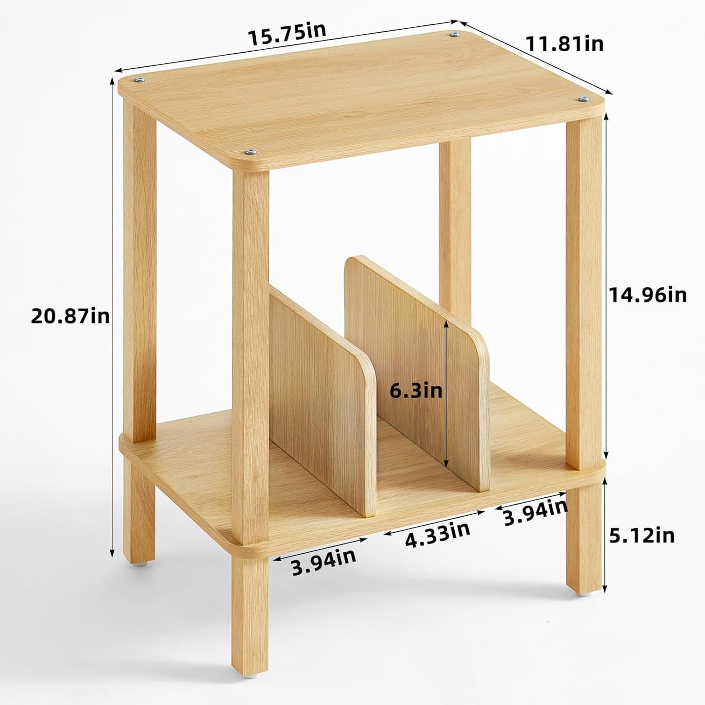 2-Tier Bamboo Record Player Stand with Vinyl Record Storage up to 100 Albums, Boho Bedroom Record Holder and Multi-Functional End Table for Living Room, Natural