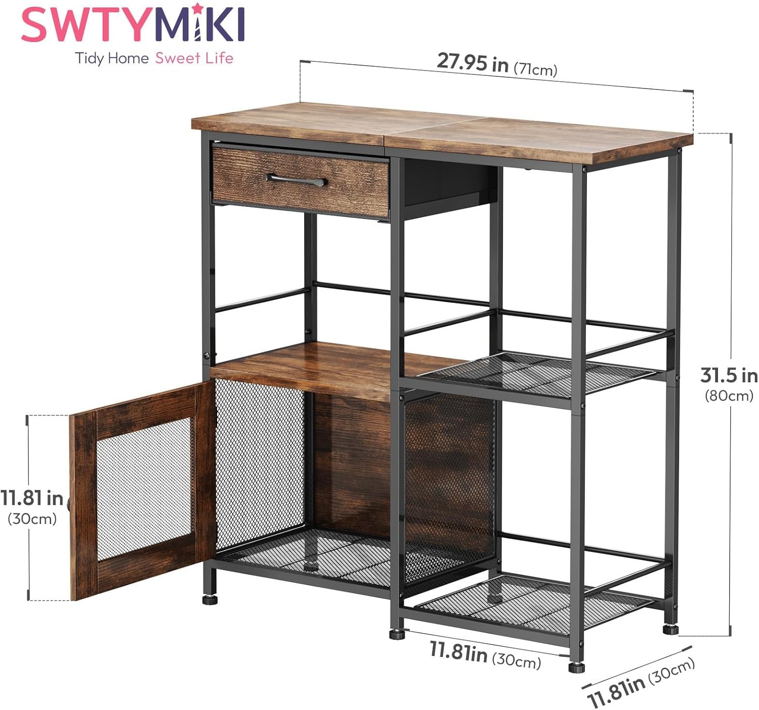 Coffee Bar Cabinet for Home - Farmhouse Coffee Stand Station Multi-Purpose Buffet Sideboard Cabinet with Drawers - Kitchen Bar Table for Living Room, Corner, Small Space, Espresso