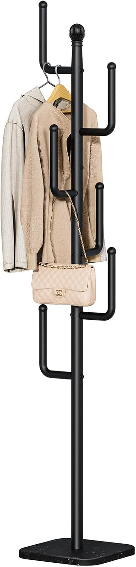 Coat Rack Freestanding with Natural Marble Base - Cactus Coat Tree with 6 L-Shaped Hooks, Heavy Duty Coat Hanger Stand, Metal Coat Rack Stand for Entryway, Hall Tree for Jacket/Hat/Clothes/Bag