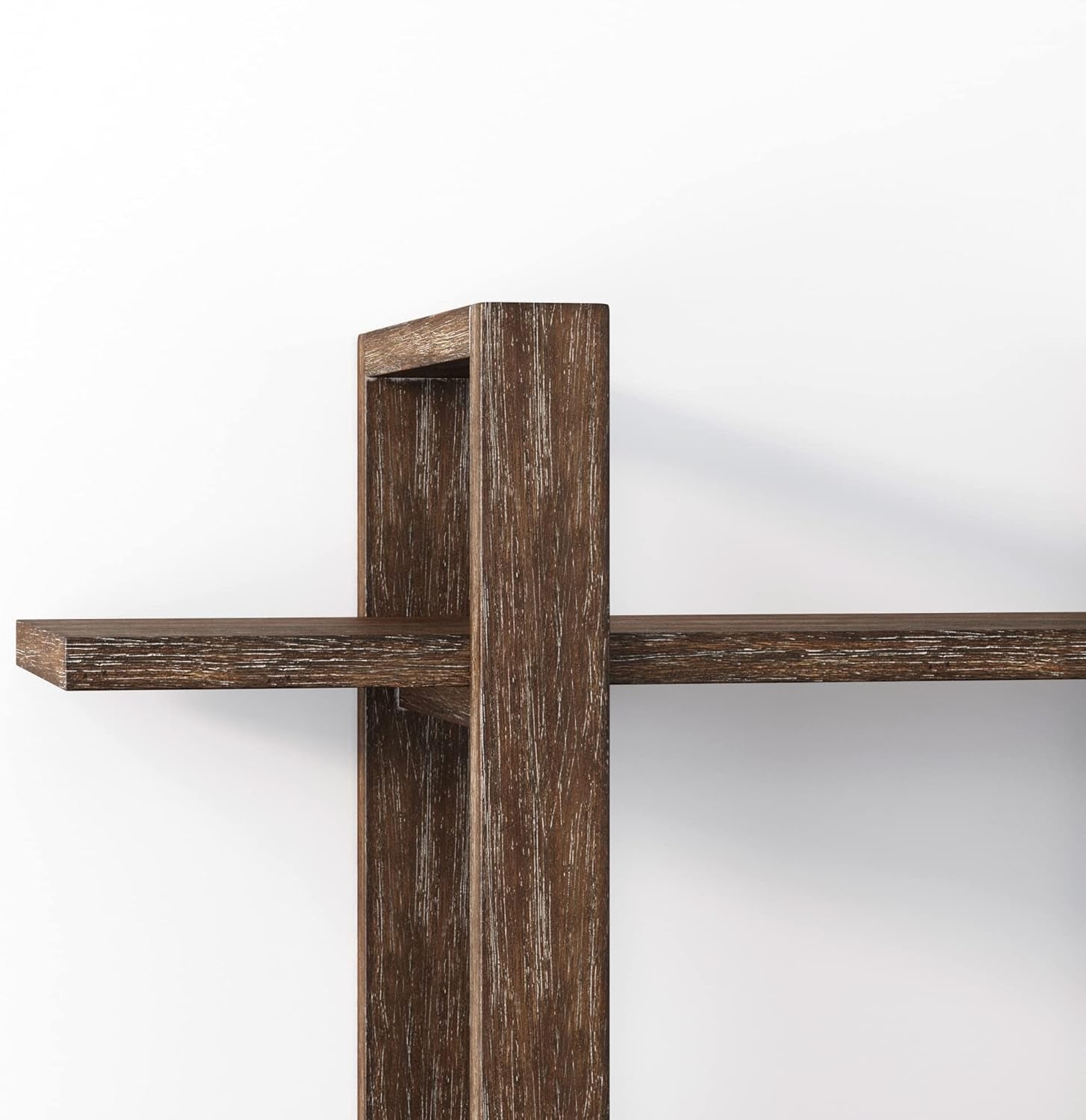 Floating Wall Book Shelves, 3-Tier Display Shelf, Decorative Modular Shelf in Solid Wood for Bedroom, Nursery, Bathroom or Kitchen, Set of 4