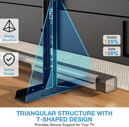 Universal Table Top TV Stand for 20-75 Inch Flat Curved Tvs, Height Adjustable TV Legs with Cable Management, Great Load-Bearing Replacement TV Base Holds up to 110Lbs, Max VESA 800X600Mm, Black