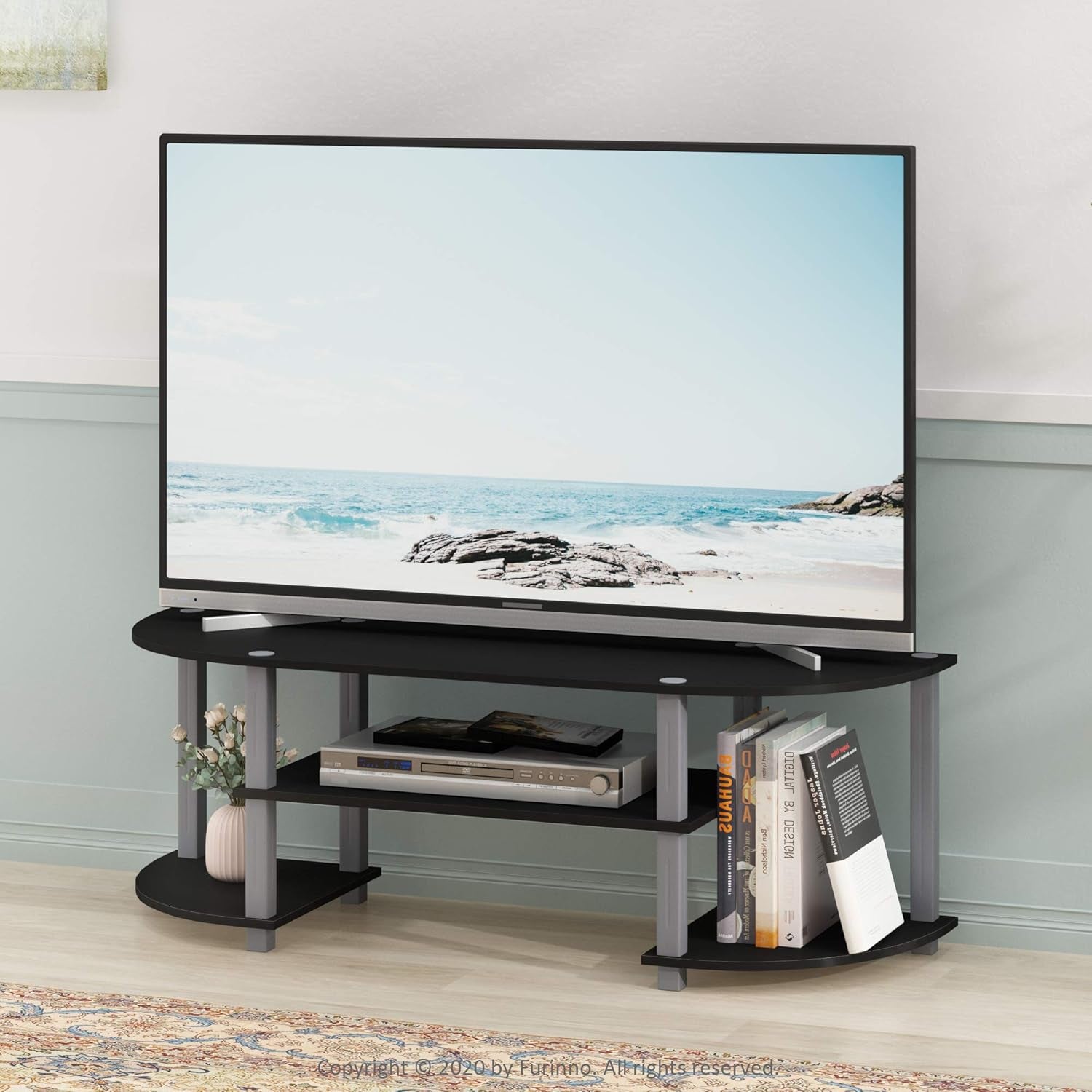 Turn-S-Tube Wide TV Entertainment Center, Black/Grey