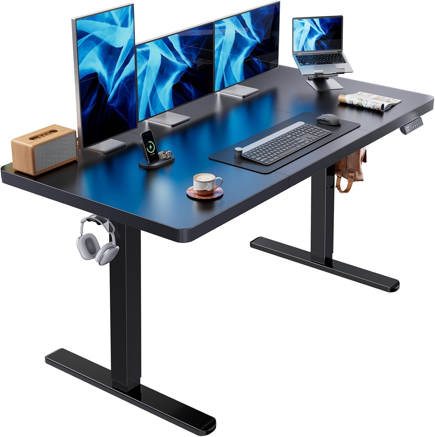 60 X 30 Inch Large Standing Desk, Powerful Brushless Motor Large Height Adjustable Table, 4 Memory Preset Stand up Work Station Sit Stand Desk, Home Office with Thick T-Shaped Frame