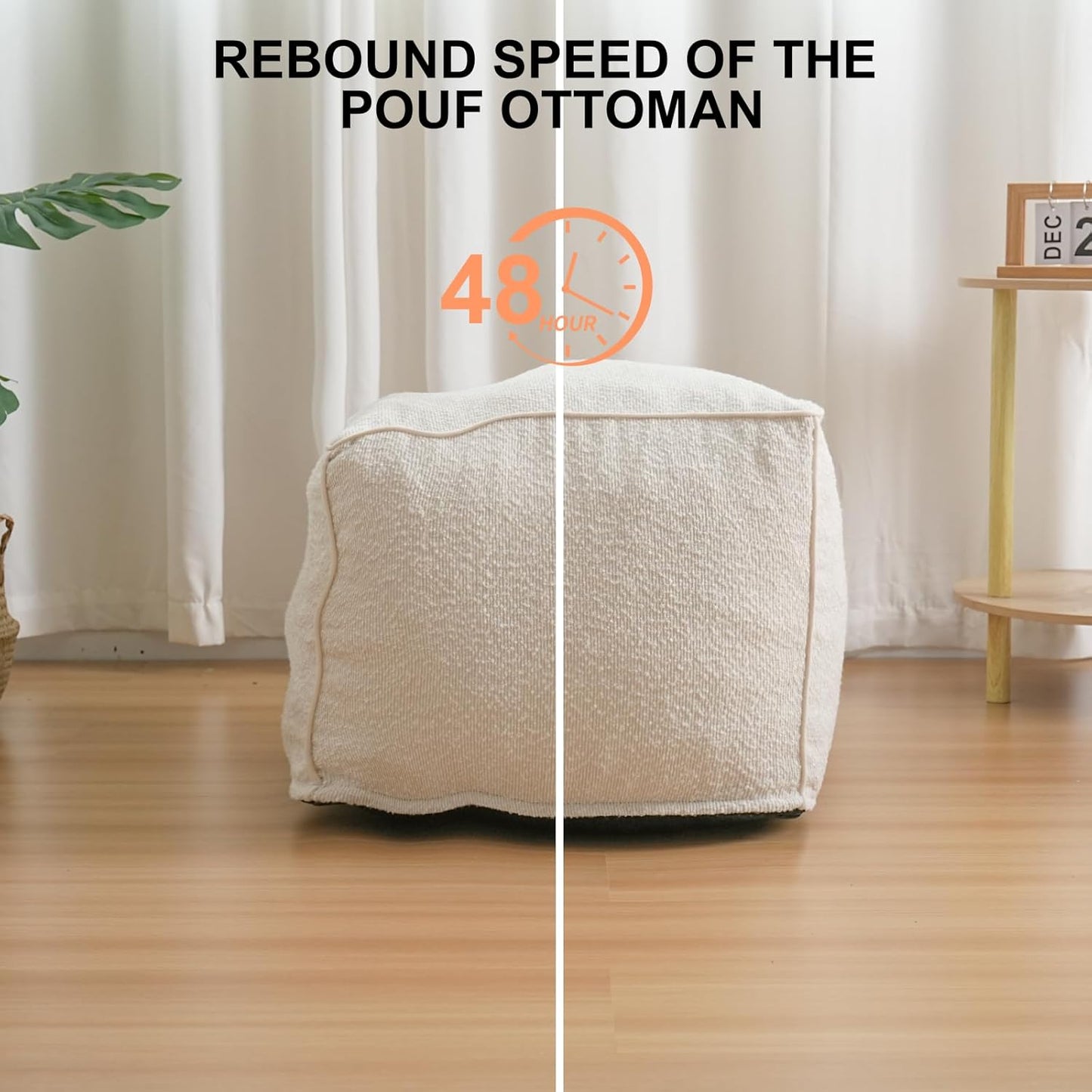 Pouf Ottoman Stuffed Modern Foam Filled Foot Rest Poufs for Living Room Chair Decorative 20 X 15 Inches Boho Relax Stool Floor Poufs Foot Rest for Living Room,Beige