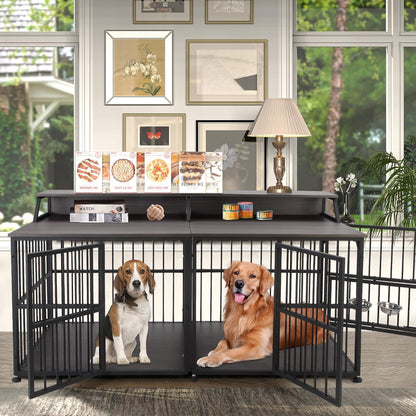 Dog Crate Furniture, 40" Dog Kennel Indoor Foldable, Sturdy Wooden Dog Crate End Table Easy Assembly with Side Doors for Large and Medium Dog