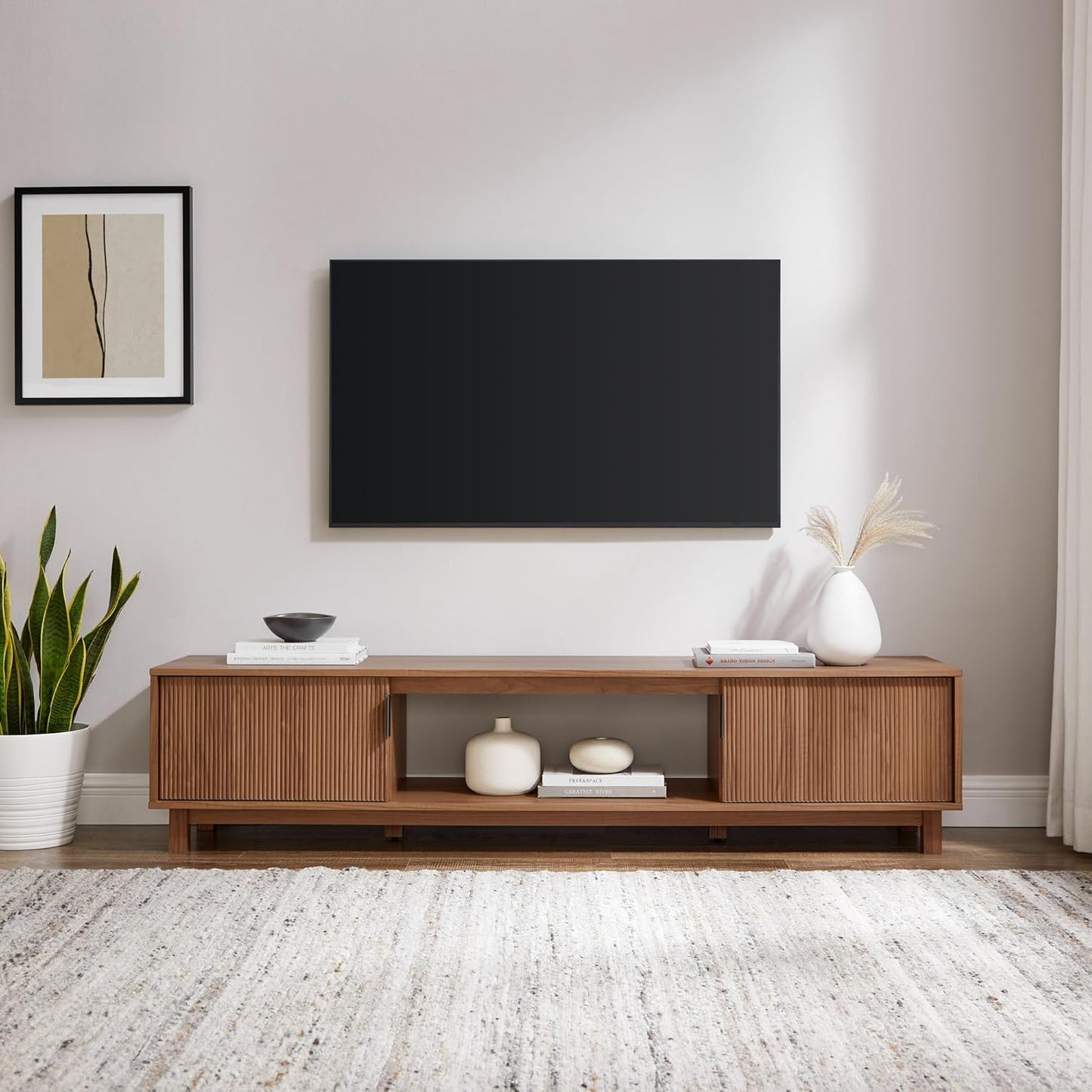 Arundo Fluted TV Stand for Tvs up to 80 Inches, 70" TV Stand, Mocha