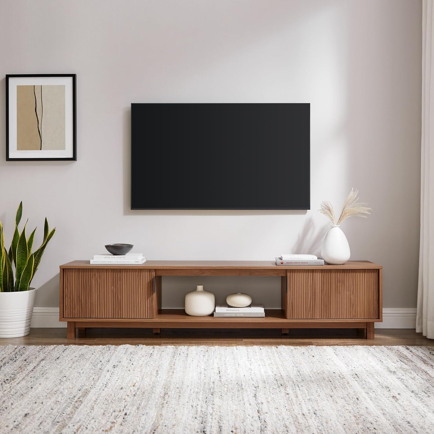 Arundo Fluted TV Stand for Tvs up to 80 Inches, 70" TV Stand, Mocha