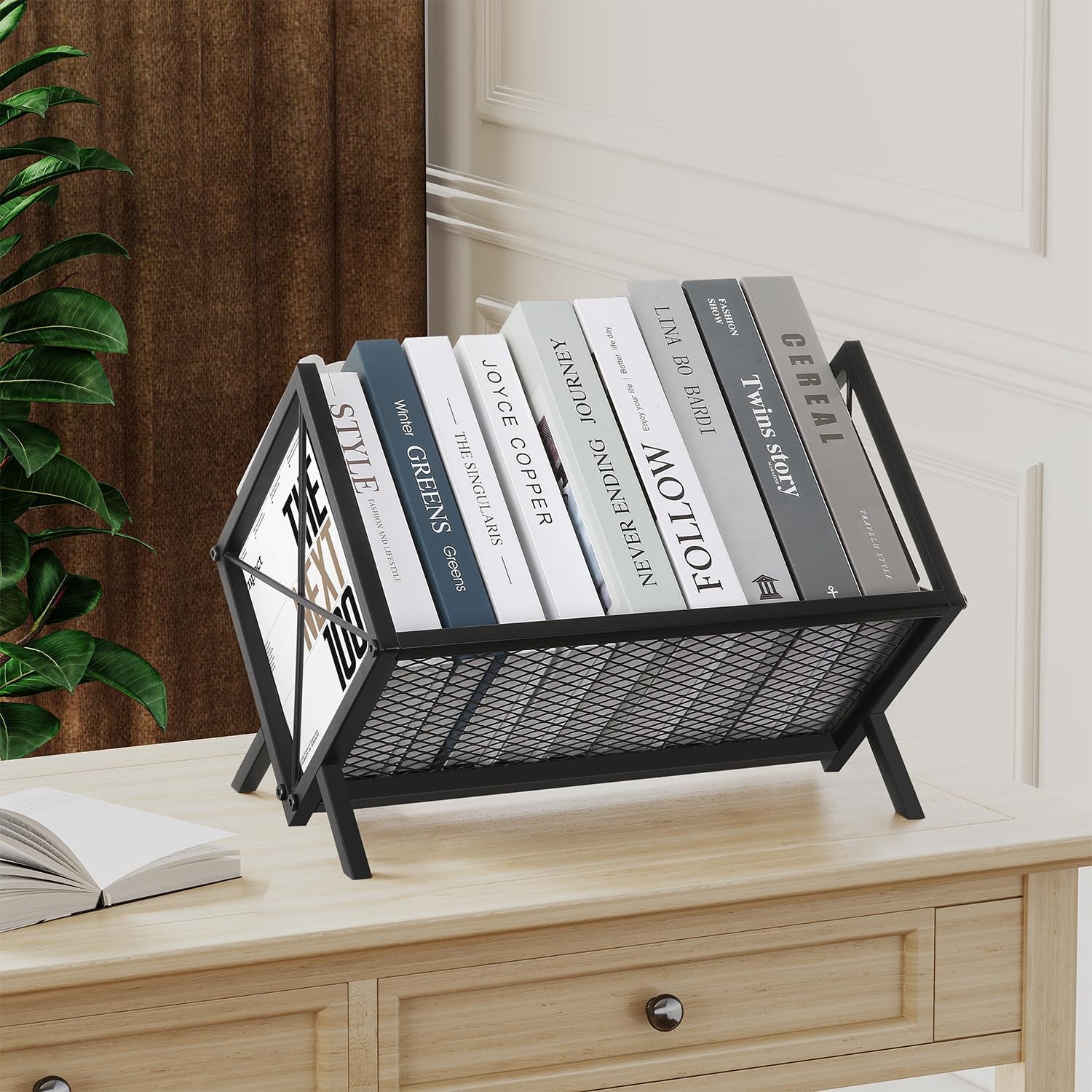 Vinyl Record Storage Holder - 80-100 LP Organizer, Metal Display Rack, Quick Assembly Album Storage for Books