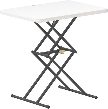 Folding Table , One-Handed Height Adjustment, 3 Heights, Multi-Functional Small Folding Table 28 Inch, TV Tray, Portable Laptop Desk, No Assembly, 1 Pack, White Zeta X1 Pro