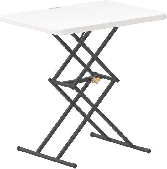 Folding Table , One-Handed Height Adjustment, 3 Heights, Multi-Functional Small Folding Table 28 Inch, TV Tray, Portable Laptop Desk, No Assembly, 1 Pack, White Zeta X1 Pro