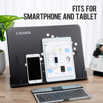 Desktop Sheet Music Stand Metal Angle Adjustable Tabletop Book Reading Cookbook Tablet Holder Stand Tray and Page Paper Clip CY0214