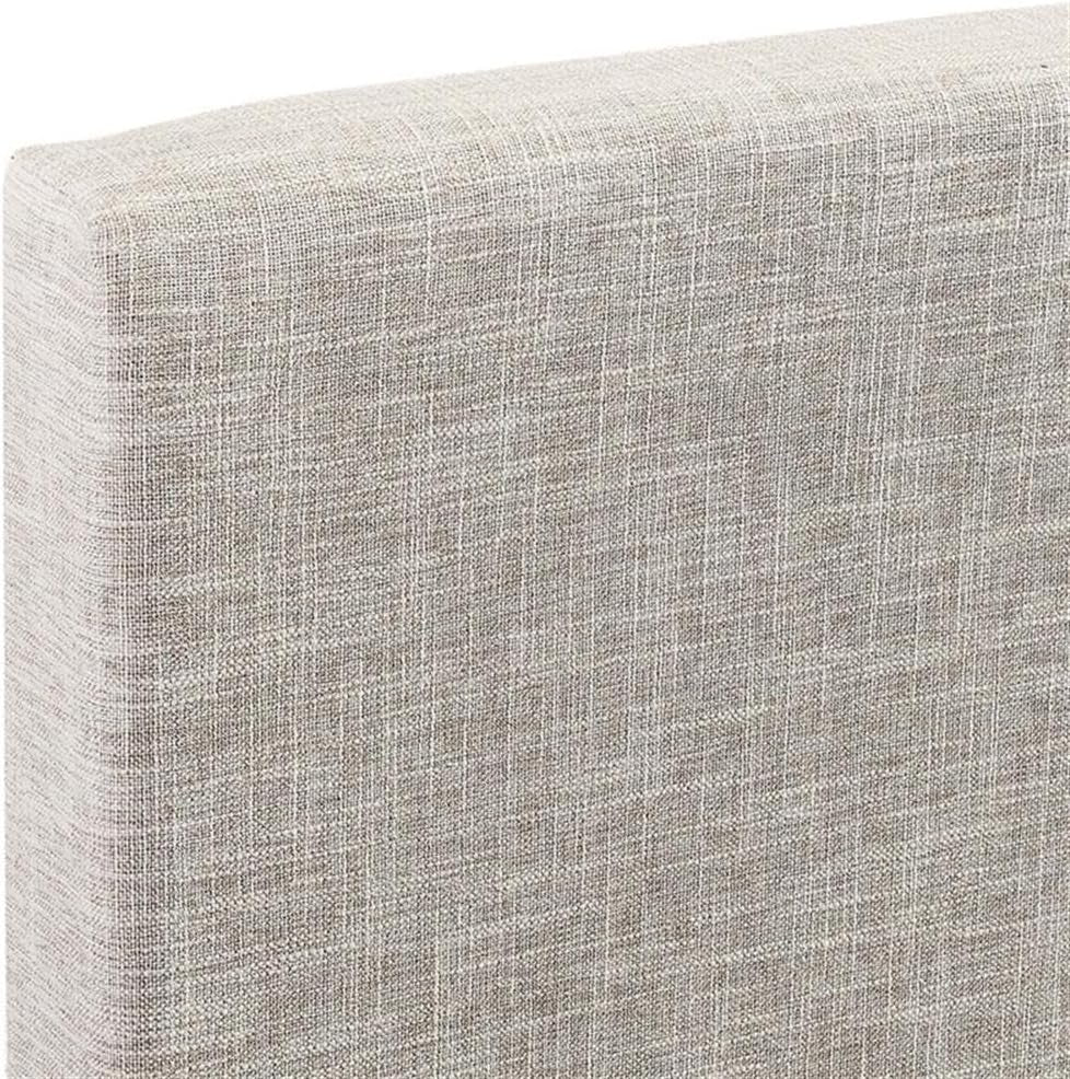 King and California King Linen Fabric Headboard, Beige Upholstery, Adjustable Height, Sturdy Black-Stained Wood Legs, Elegant Design for Master Bedroom or Guest Room