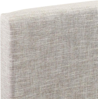 King and California King Linen Fabric Headboard, Beige Upholstery, Adjustable Height, Sturdy Black-Stained Wood Legs, Elegant Design for Master Bedroom or Guest Room