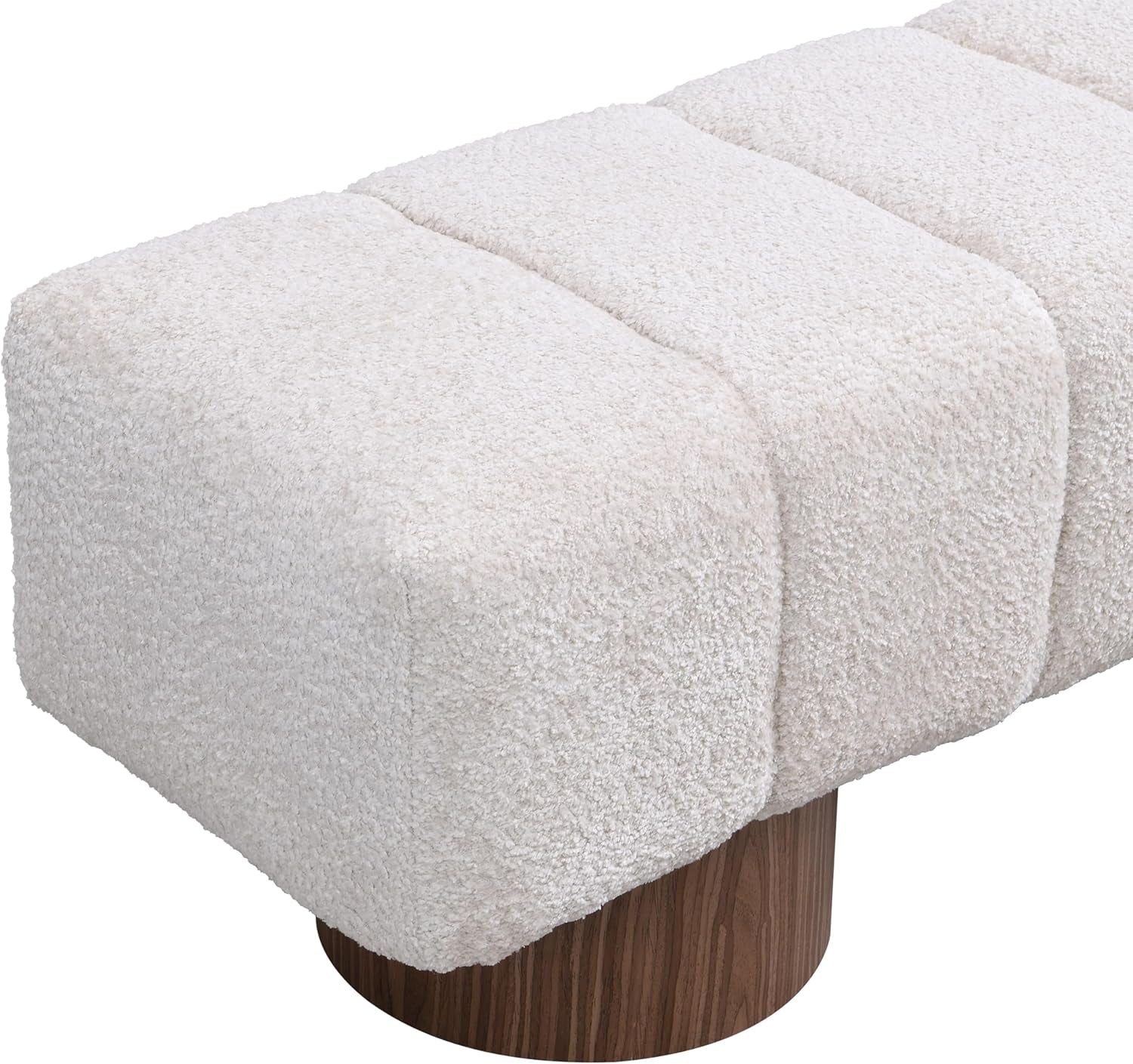 Manila 64" Boucle Dining Bench, Upholstered Ottoman Bench, Rectangular Dining Seat, Spacious Seating, Long Footstool for Living Room Dining Room, No Assembly Needed, Beige