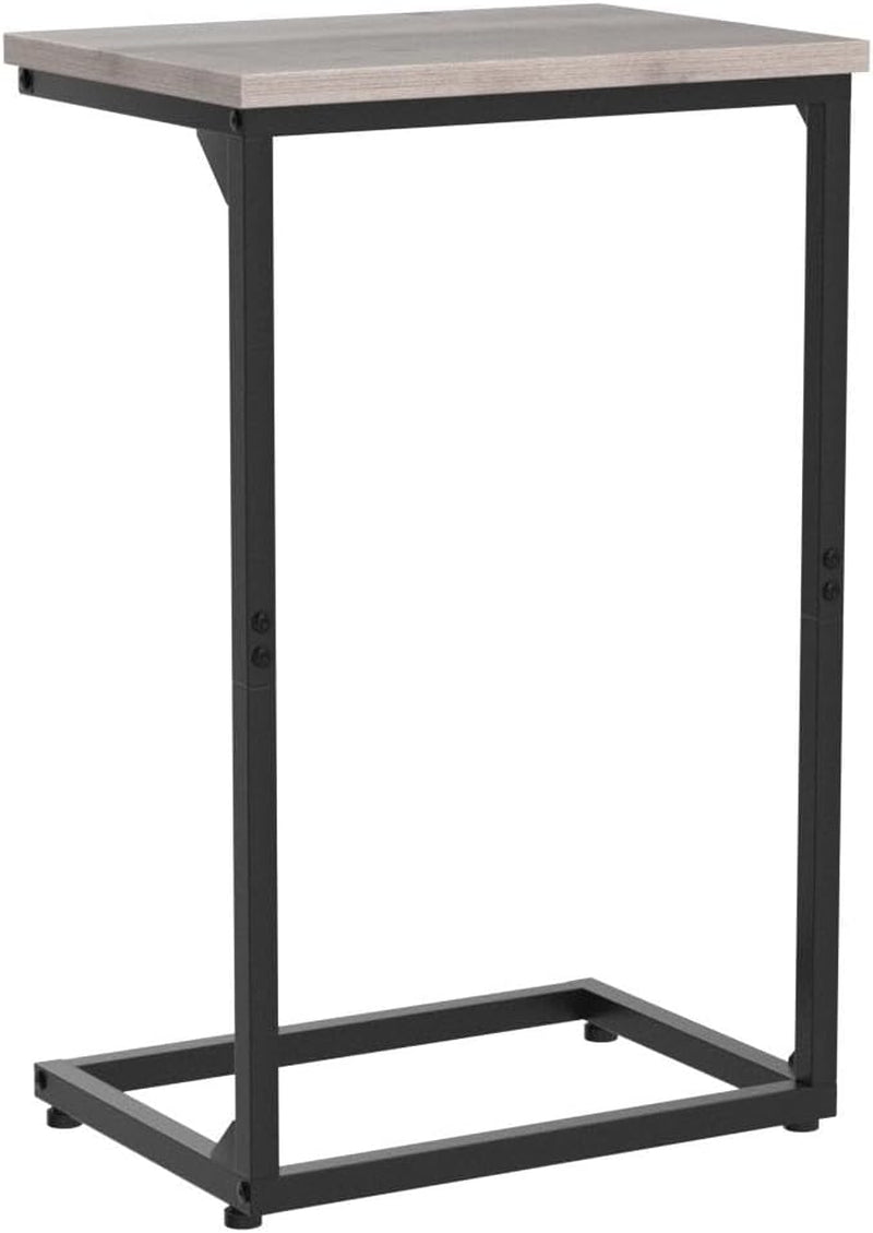 C Shaped End Tables Set of 2, Couch Side Tables That Slide Under, TV Trays for Living Room, Bedroom, Small Space, Sofa, Grey HET02BGY