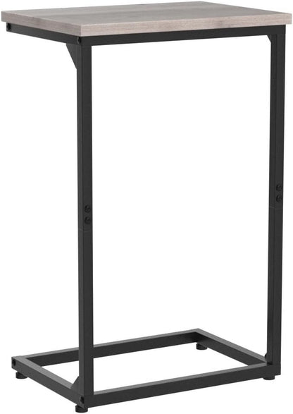 C Shaped End Tables Set of 2, Couch Side Tables That Slide Under, TV Trays for Living Room, Bedroom, Small Space, Sofa, Grey HET02BGY