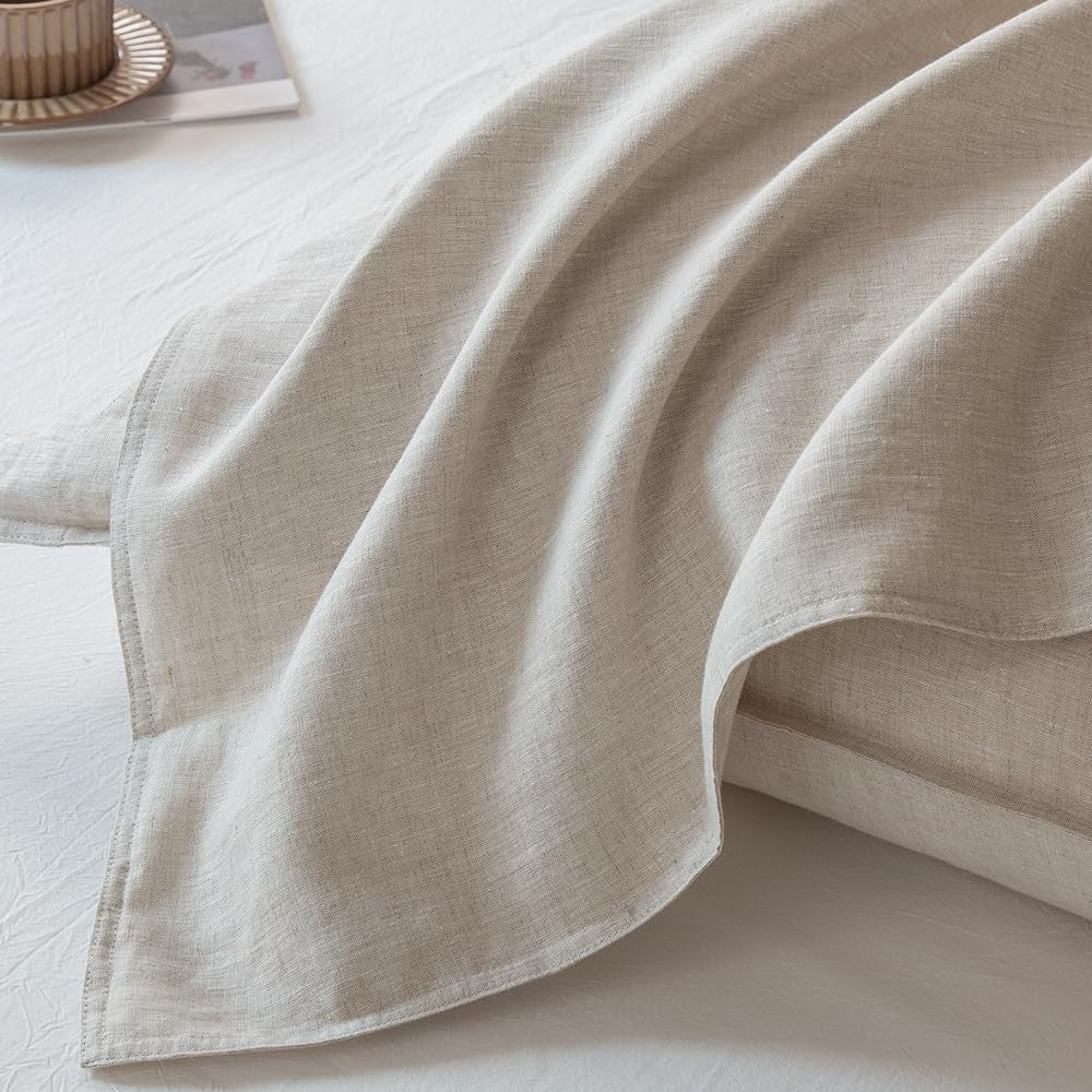 100% Linen Pillowcases Set of 2, French Linen from Normandy, 20X36Inch Standard Size, Natural Color, Coconut Buttons Closure, Flax Pillowshams-Pillowcase-Linen