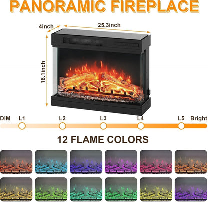 Fireplace TV Stand, 59'' TV Stand with Fireplace, 24'' Electric Fireplace Insert with Realistic 3D Flame Effect and LED Lights, Entertainment Center with Storage, White