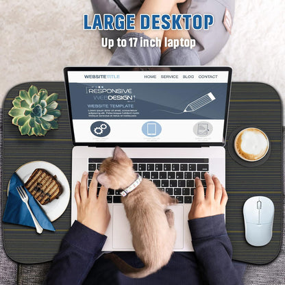 Foldable Laptop Bed Table Multi-Function Lap Serving Tray Dining Table with Storage Drawer and Water Bottle Holder, Slot for Eating, Working on Couch/Sofa (Arc Shape)