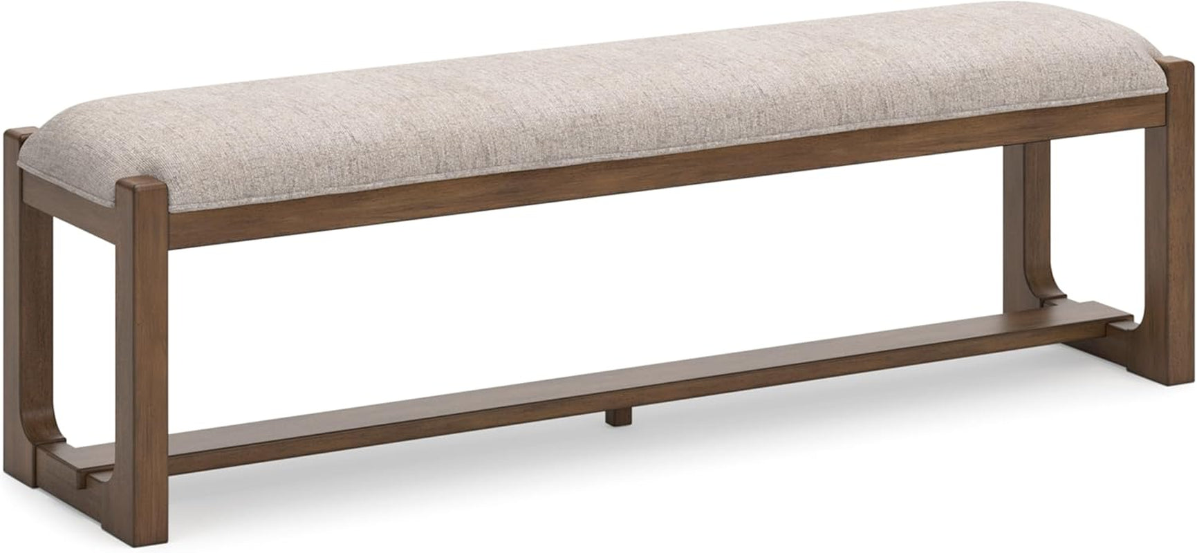 Cabalynn Farmhouse Upholstered 63" Dining Bench, Beige & Light Brown