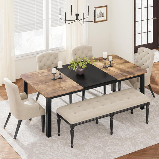78.7 Inch Long Kitchen Table for 6-8, Dining Room Table for Kitchen Living Room, Large Rectangular Dinner Tables, Industrial Indoor Restaurant Tables with Sturdy Metal Frame(Only Table)