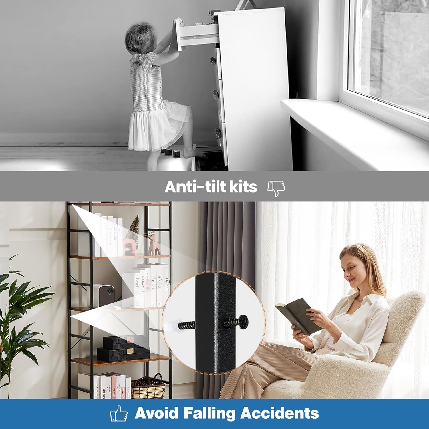 5 Tiers Bookshelf, Classical Modern Book Shelf, Tall Display Shelves in Living Room/Home/Office, Storage Organizer for Cds/Books/Movies, Rustic Brown