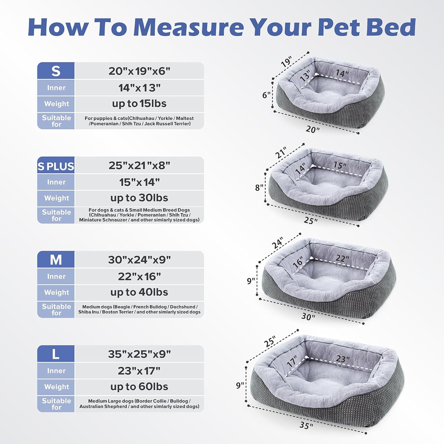 Medium Dog Beds for Medium Dogs Washable, Rectangle Dog Bed Medium Size Dog, Orthopedic Dog Bed, Warming Soft Calming Sleeping Puppy Bed Durable Pet Bed with Anti-Slip Bottom M(30"X24"X9")