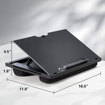 Adjustable Lap Desk - with 6 Adjustable Angles, Detachable Mouse Pad, & Dual Cushions Laptop Stand for Car Laptop Desk, Work Table, Lap Writing Board & Drawing Desk on Sofa or Bed by