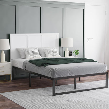 Omar Full Size Wooden Headboard Only, Three Panel Headboard in White