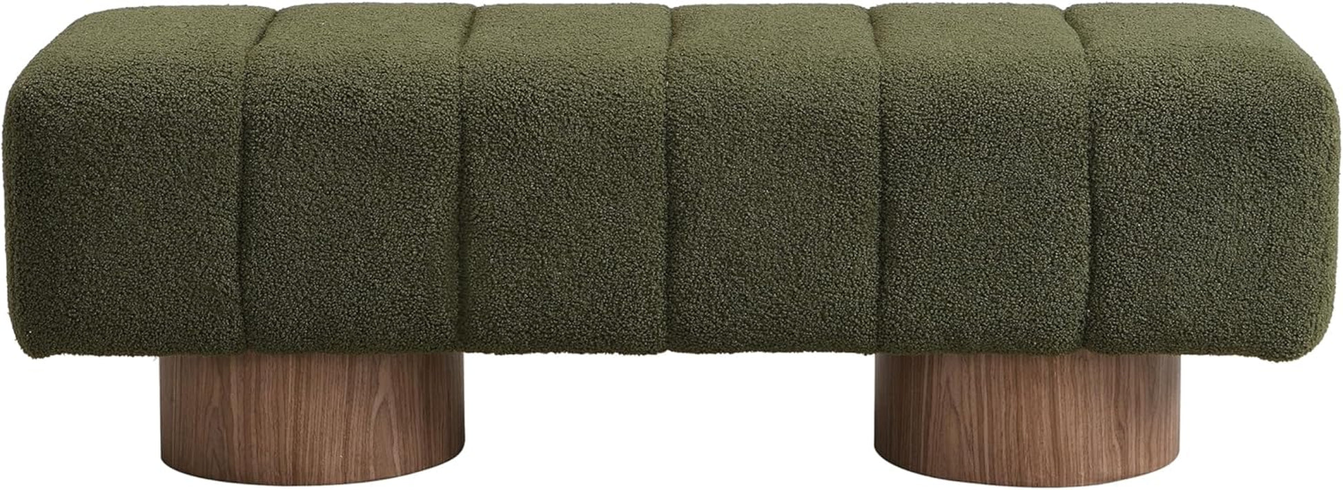 Manila 50" Boucle Fabric Dining Bench, Rectangular Upholstery Ottoman Bench, Bedroom End of Bed Footstool, Living Room Extra Seat Footrest, No Assembly Needed, Jungle Green