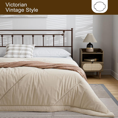 Metal King Size Headboard, Victorian Farmhouse Style Headboard, Easy Assembly, Steel King Headboard Only for Bedroom - Brown
