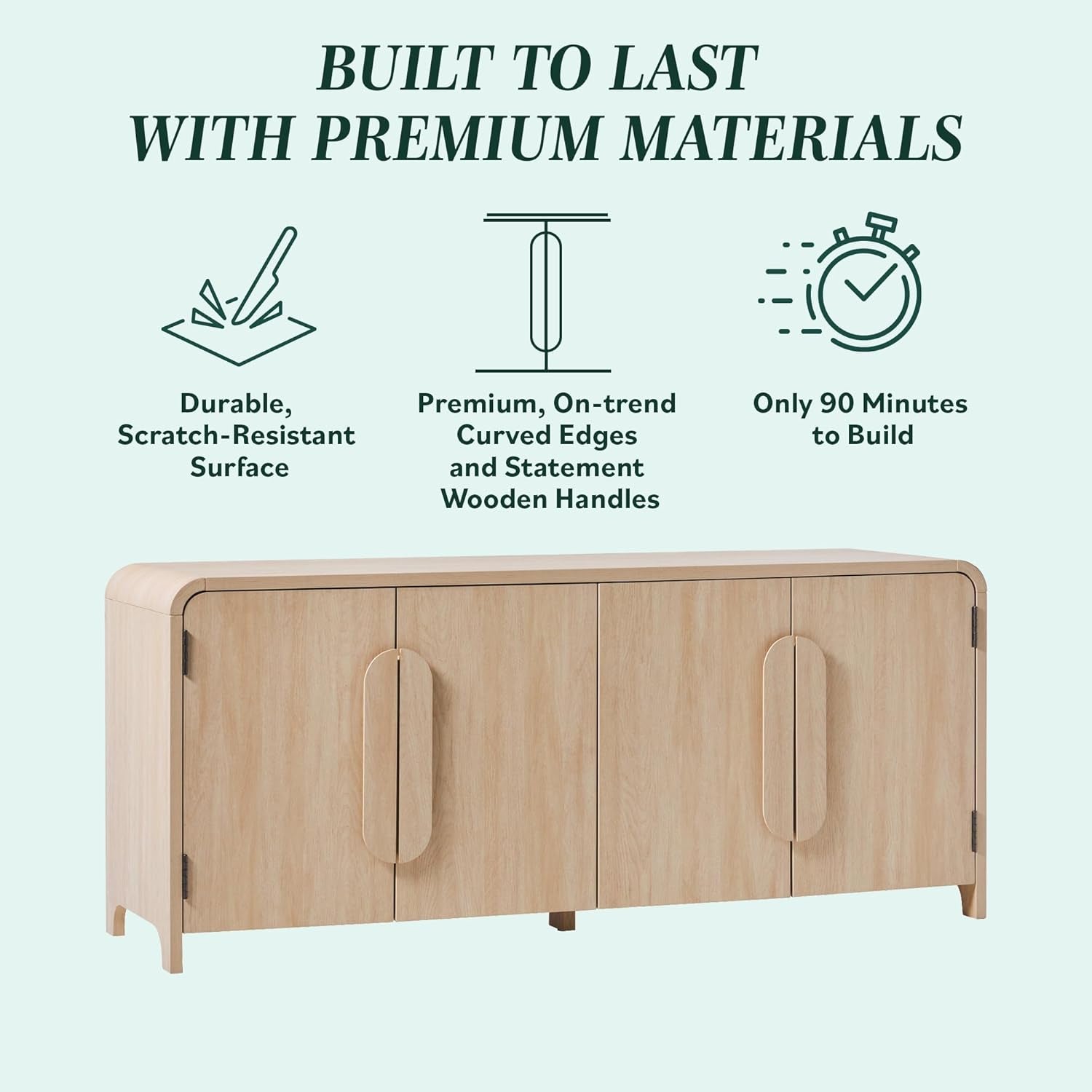 Chantelle Sideboard TV Stand with Storage, 70", Coastal Oak