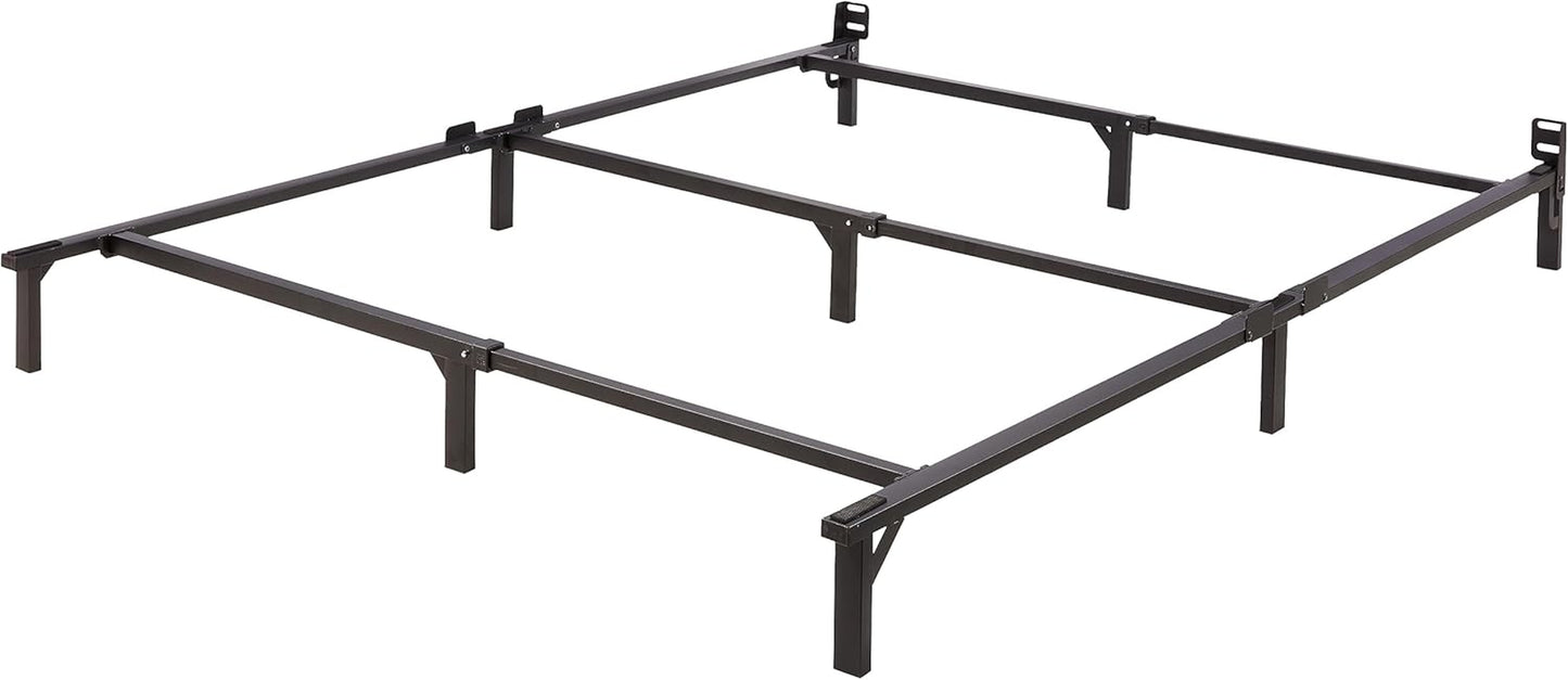 Metal Bed Frame(Box Spring Required), 9-Leg Base for Box Spring and Mattress, Queen, Tool-Free Easy Assembly, 79.5" L X 59.5" W X 7" H, Black