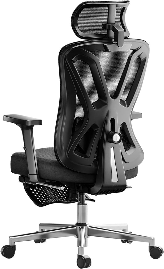 P5 Ergonomic Office Chair, Desk Chair with Adjustable Lumbar Support and Height, Comfortable Mesh Computer Chair with Footrest 2D Headrest, Swivel Tilt Function Black